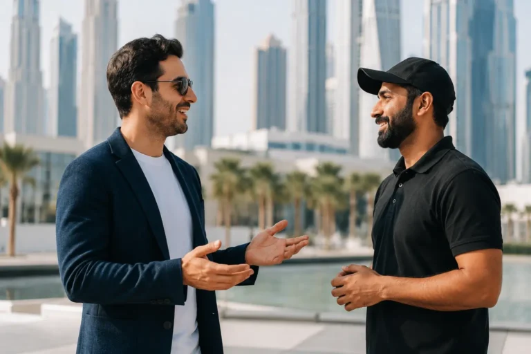 Brand ambassador engaging customers at a Dubai retail activation