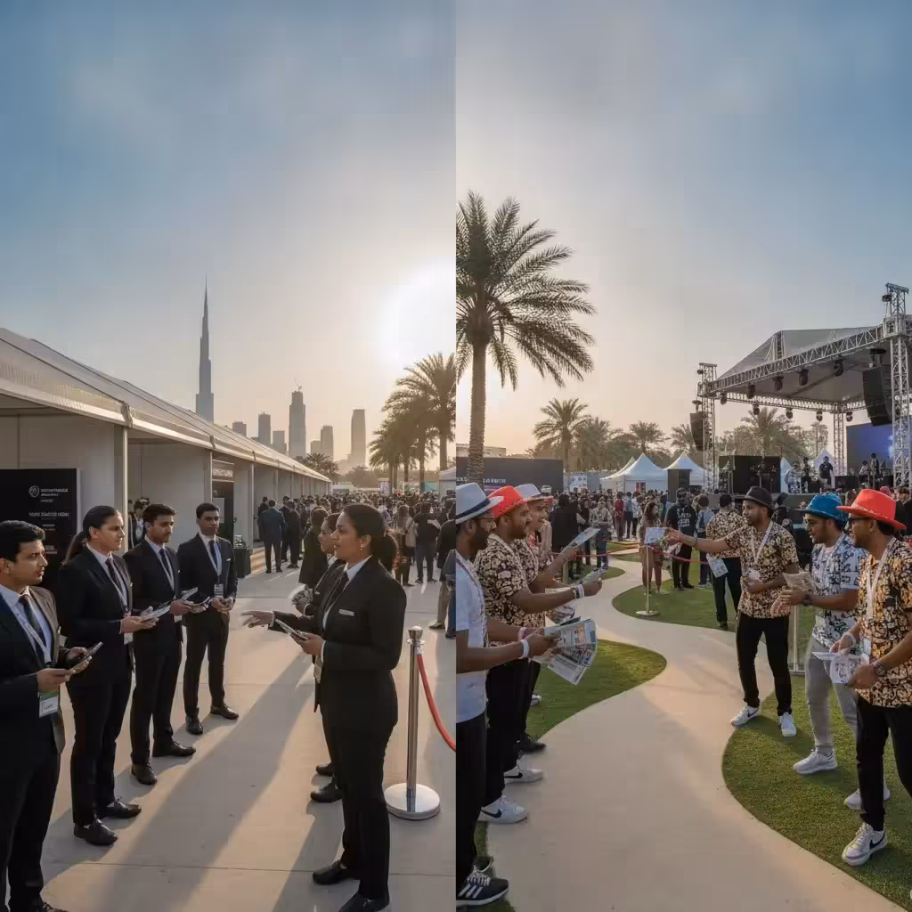 event staffing agency vs freelance promoters Dubai pros cons