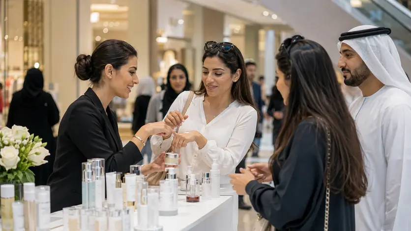Brand ambassadors engaging customers during a retail activation in Dubai