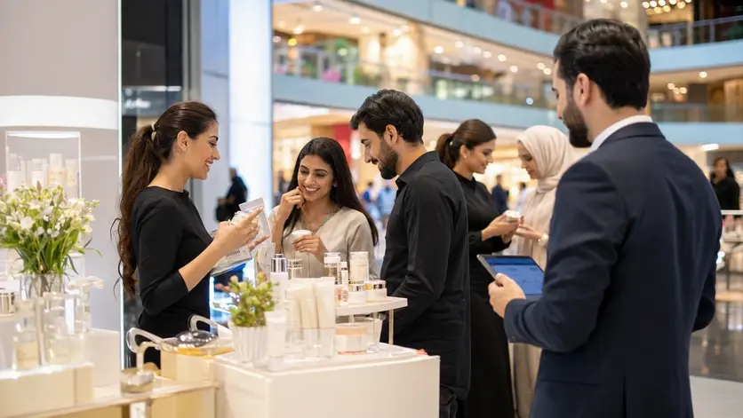 Professional brand activation campaign engaging customers inside a Dubai shopping mall