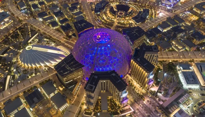 Aerial view of Expo City Dubai venue for event hostess staffing in UAE