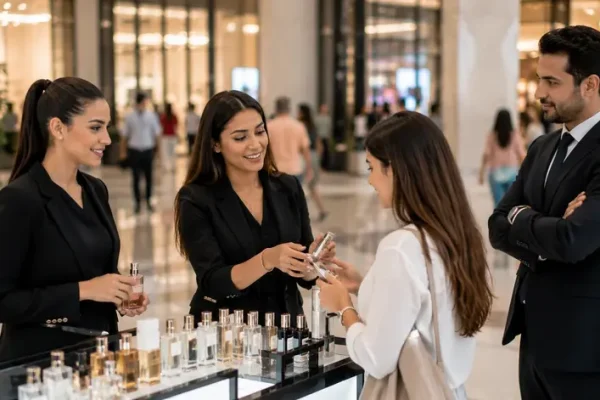 Professional promotional team working during a mall activation in Dubai